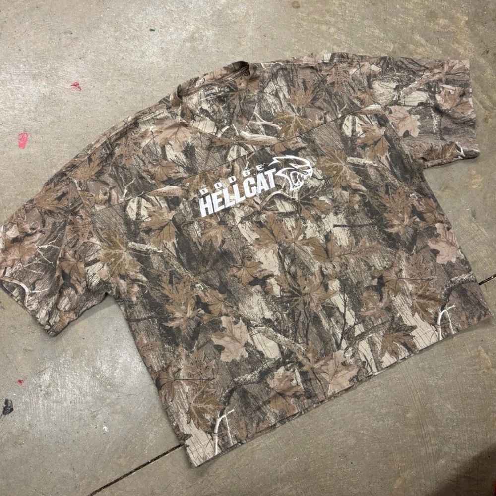 Hollister Brown Camo Baggy Crop T-Shirt